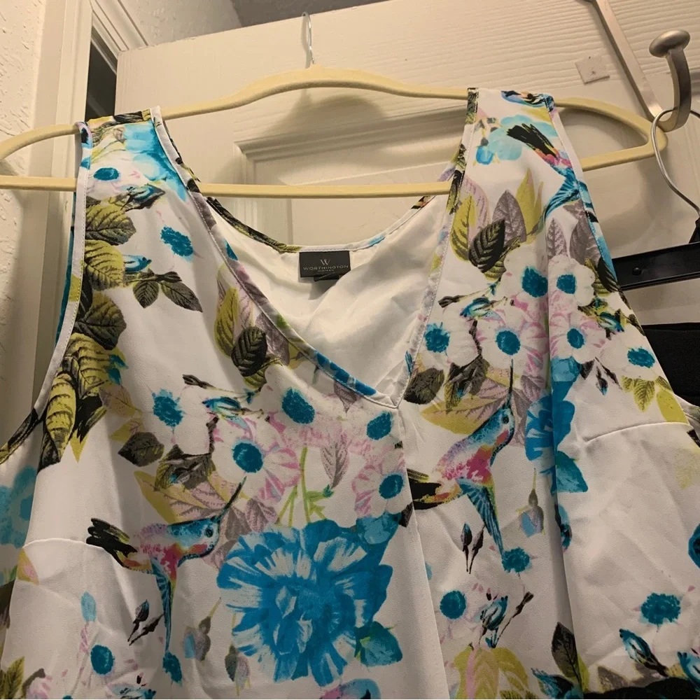 Worthington Plus Floral Hummingbird Top & Pants Bundle - Picture 3 of 16